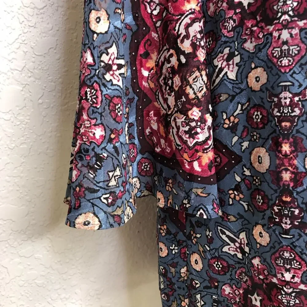WHBM blue and pink floral Mandela print shift dress size Medium